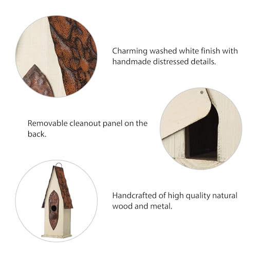 Distressed Wooden Bird House Garden Decor, 13.25" Tall