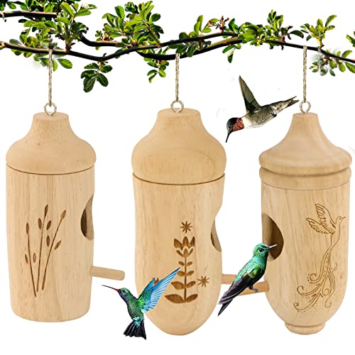 OROGHT Hummingbird House - Set of 3 Wooden Birdhouses