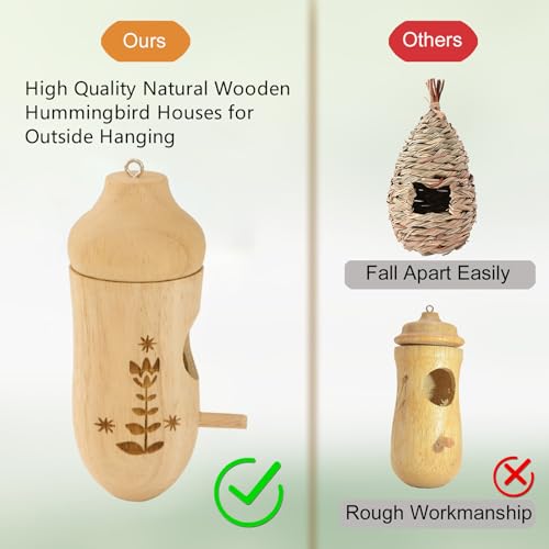 OROGHT Hummingbird House - Set of 3 Wooden Birdhouses