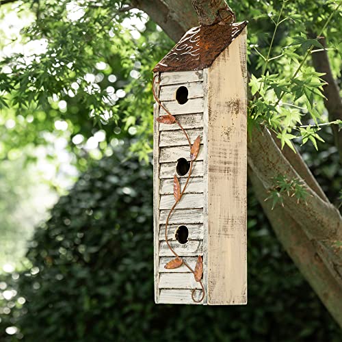Beautiful 3-Tier Hanging Bird House with Window Shutters