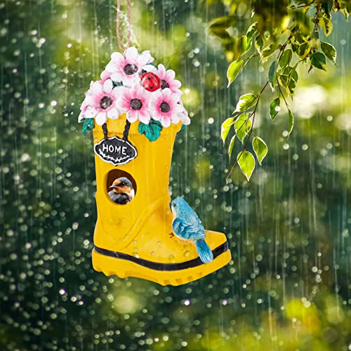Hanging Yellow Shoe Bird House for Garden Decor