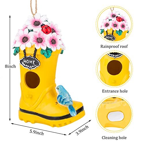 Hanging Yellow Shoe Bird House for Garden Decor