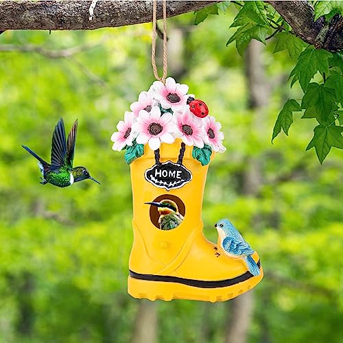 Hanging Yellow Shoe Bird House for Garden Decor