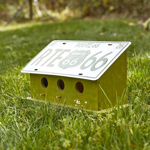 14" Hanging Wood Birdhouse, Route 66 Welcome Painted