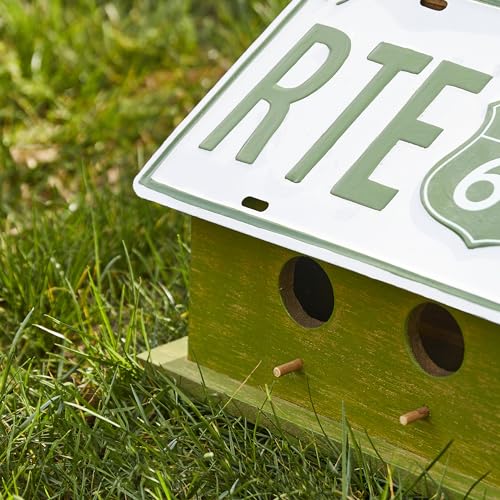 14" Hanging Wood Birdhouse, Route 66 Welcome Painted