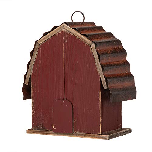 Rustic Wooden Barn Hanging Birdhouse for Garden Décor