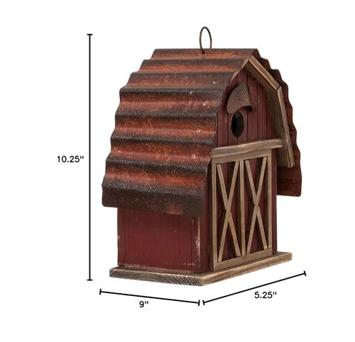 Rustic Wooden Barn Hanging Birdhouse for Garden Décor