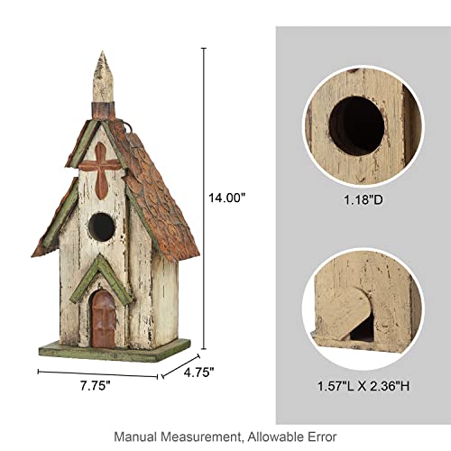 Distressed Church Birdhouse for Garden Decor - 14