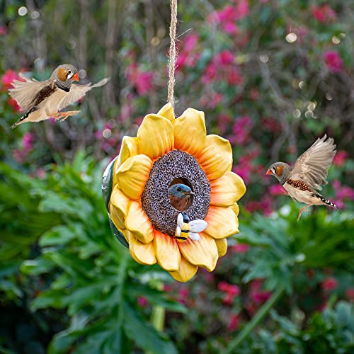 Hand-Painted Sunflower Birdhouse for Indoor & Outdoor Decor