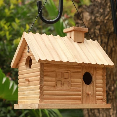 Natural Wooden Hanging Birdhouse for Beautiful Garden Viewing