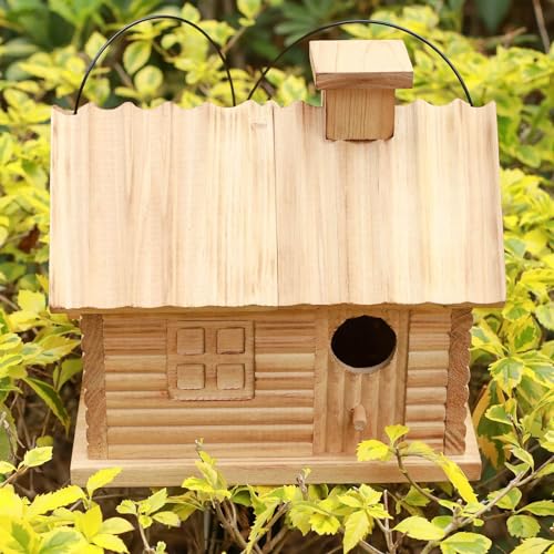 Natural Wooden Hanging Birdhouse for Beautiful Garden Viewing