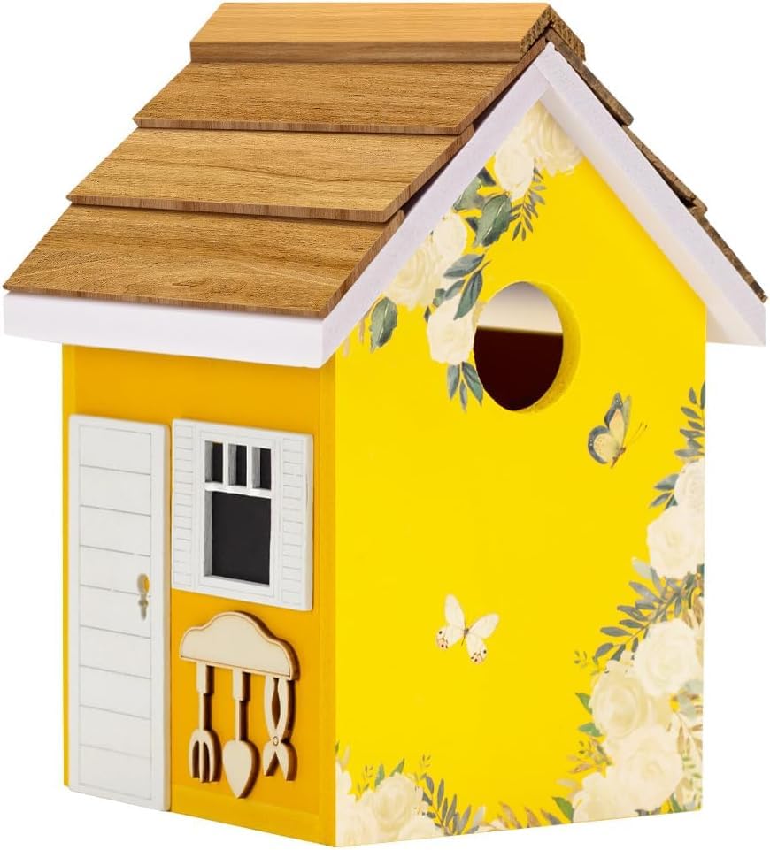 Bamboo Bird House with Weatherproof Roof - Outdoor Decor