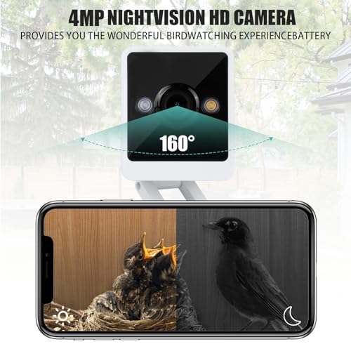 Smart Birdhouse with 4MP Camera - Night Vision, Motion Detection