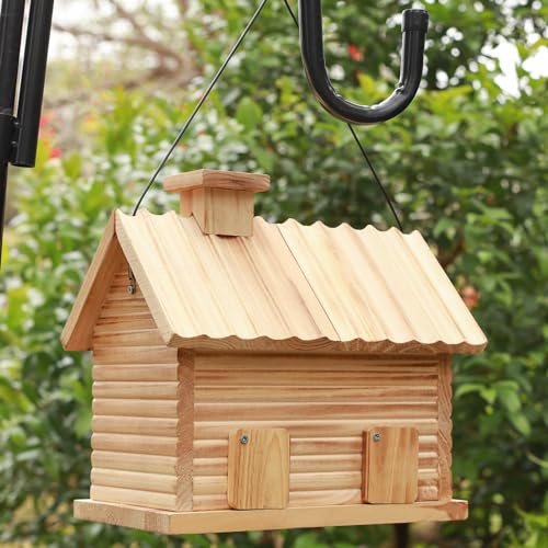 Natural Wooden Hanging Birdhouse for Beautiful Garden Viewing