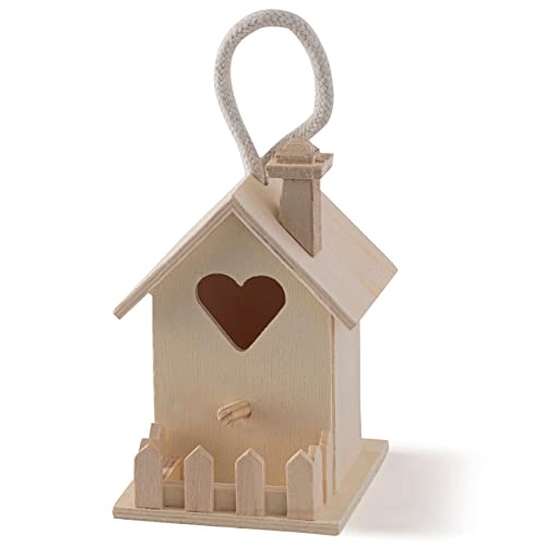 12 Pack Unfinished Wood Heart Fence Outdoor Birdhouse