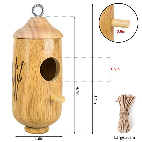 Set of 3 Hanging Wooden Hummingbird Houses for Gardens