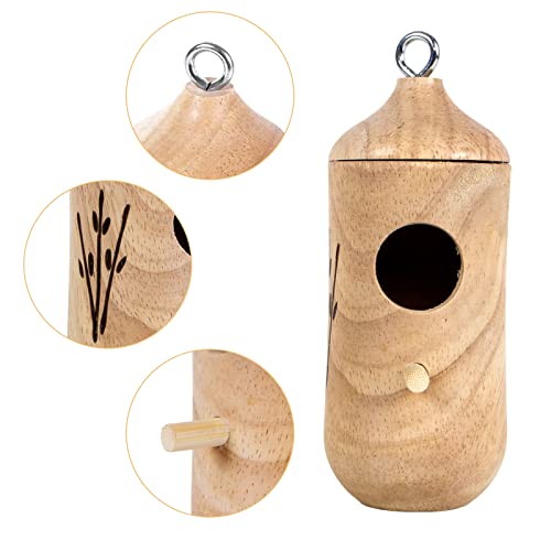 Set of 3 Hanging Wooden Hummingbird Houses for Gardens