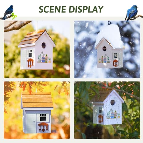 Weather-resistant Hanging Floral Birdhouse for Wren, Chickadee