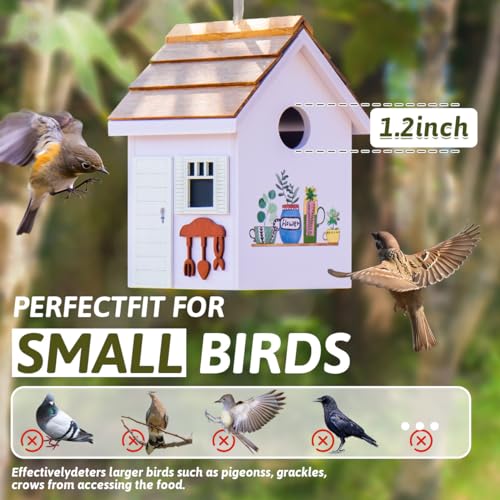 Weather-resistant Hanging Floral Birdhouse for Wren, Chickadee