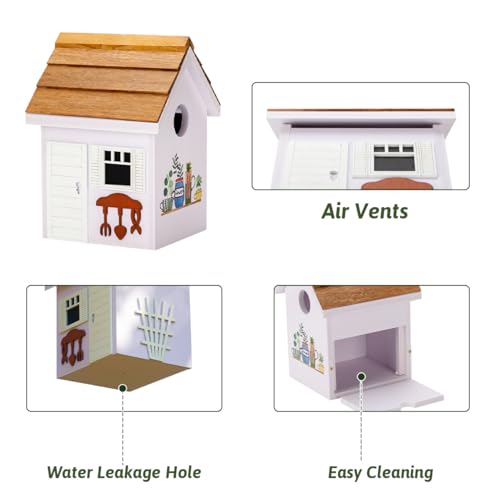 Weather-resistant Hanging Floral Birdhouse for Wren, Chickadee