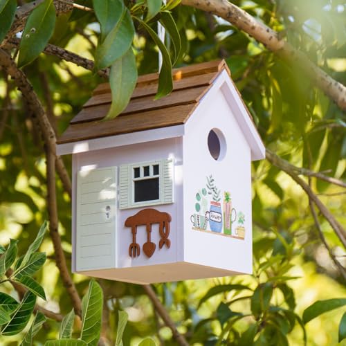 Weather-resistant Hanging Floral Birdhouse for Wren, Chickadee