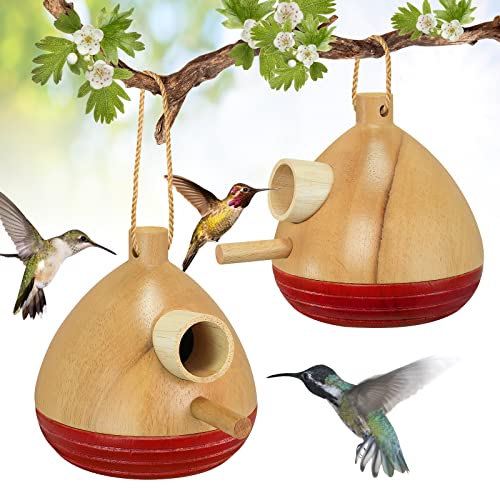 2 Pack Hummingbird & Chickadee Houses, Hanging Indoor/Outdoor