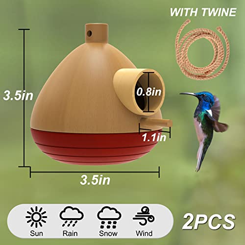 2 Pack Hummingbird & Chickadee Houses, Hanging Indoor/Outdoor