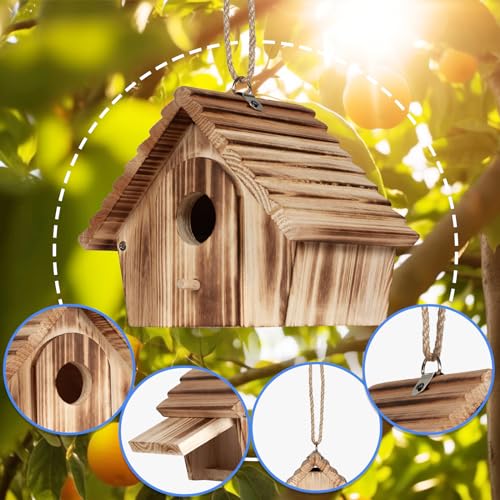 Wooden Hanging Bird Houses for Outdoor Garden Decor