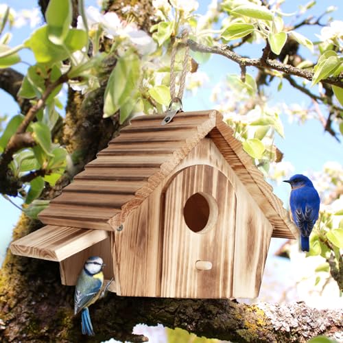 Wooden Hanging Bird Houses for Outdoor Garden Decor