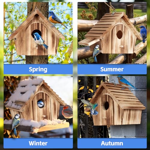 Wooden Hanging Bird Houses for Outdoor Garden Decor