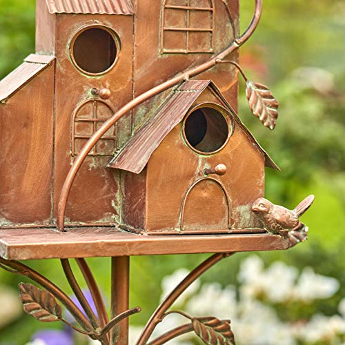 Copper Birdhouse Stakes: 4 Homes in 1 Castle