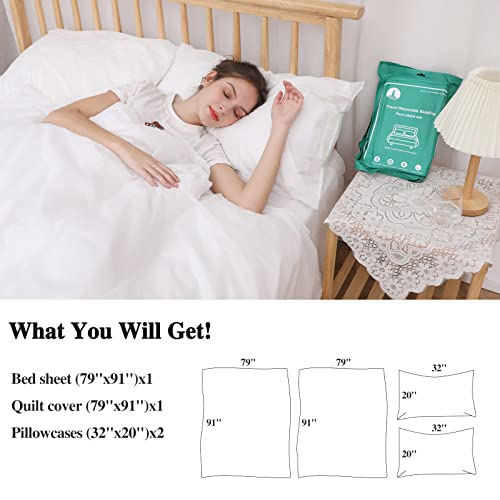 4 Pack Disposable Bedding Set for Travel, Hotel-Quality