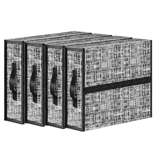 Set of 4 Foldable Bed Sheet Organizers in Black/Gray