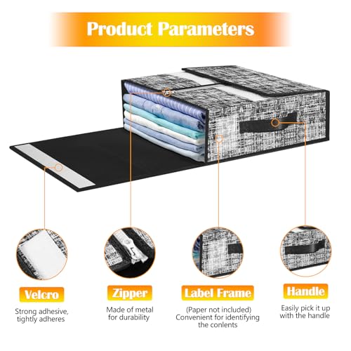 Set of 4 Foldable Bed Sheet Organizers in Black/Gray