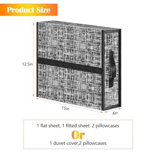 Set of 4 Foldable Bed Sheet Organizers in Black/Gray