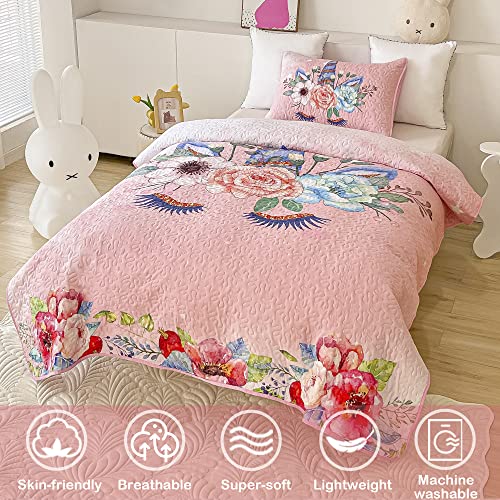 Pink Unicorn Twin Size Kids 2-Piece Quilt Set