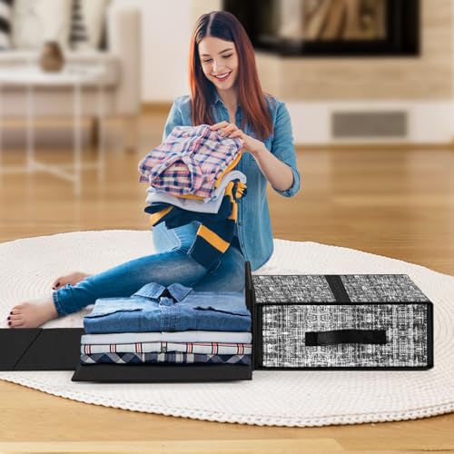 Set of 4 Foldable Bed Sheet Organizers in Black/Gray