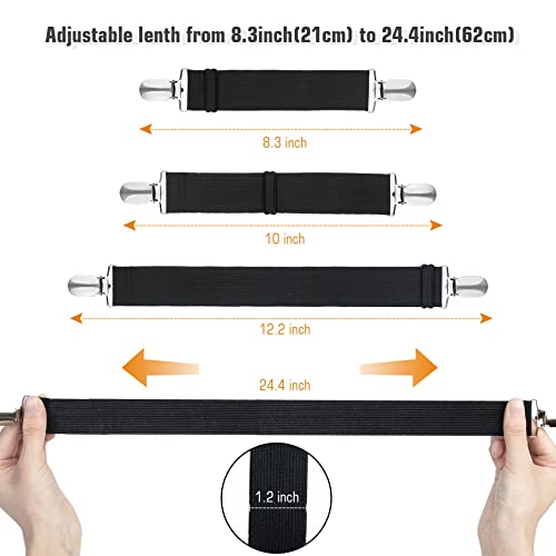 8 Pack Adjustable Bed Sheet Straps - Heavy Duty