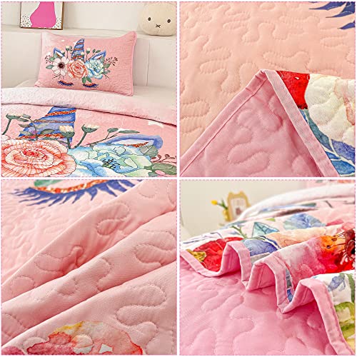 Pink Unicorn Twin Size Kids 2-Piece Quilt Set