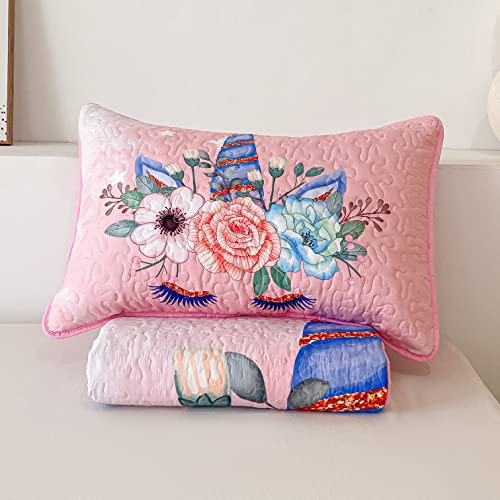 Pink Unicorn Twin Size Kids 2-Piece Quilt Set