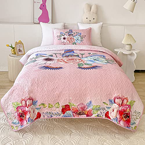 Pink Unicorn Twin Size Kids 2-Piece Quilt Set