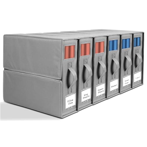 6-Pack Linen Closet Organizers for Bedding and Towels