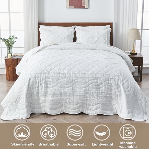 Boho Chic Queen Size Ruffle Patchwork Quilt Set