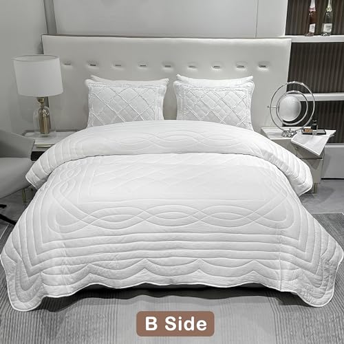 Boho Chic Queen Size Ruffle Patchwork Quilt Set