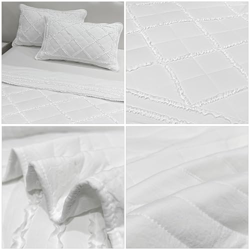 Boho Chic Queen Size Ruffle Patchwork Quilt Set
