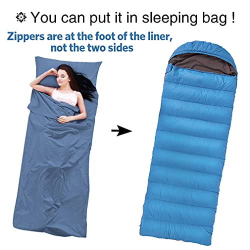 Blue Lightweight Sleeping Bag Liner for Travel Outdoor