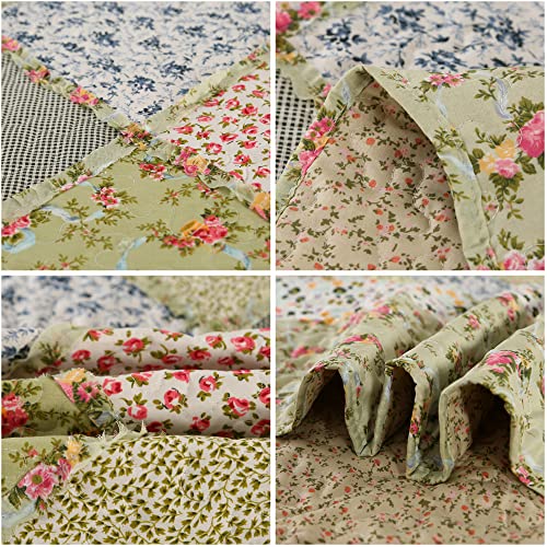 Green Patchwork Full Queen Size Quilted Bedding Set