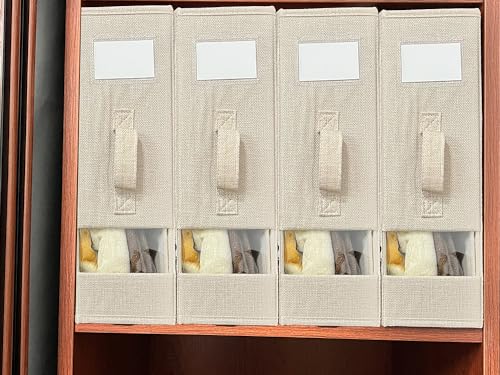 Beige Linen Closet Organizers for Bedding Storage