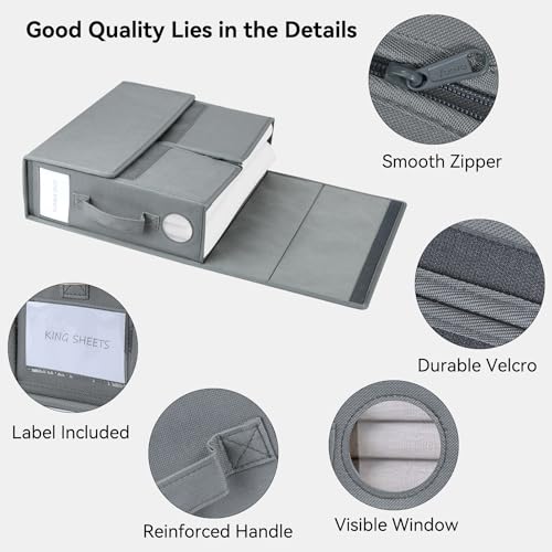 Voova Bed Sheet Organizers - 4 Pack, Grey