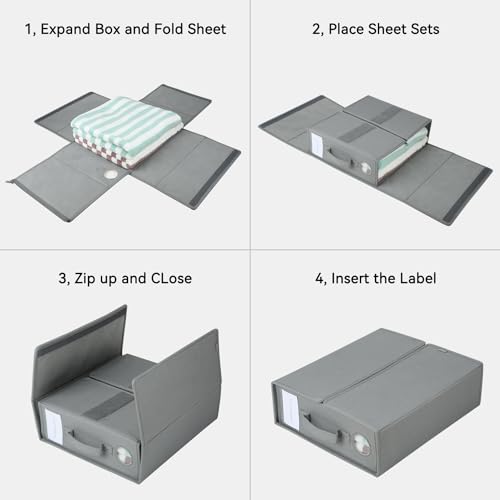Voova Bed Sheet Organizers - 4 Pack, Grey